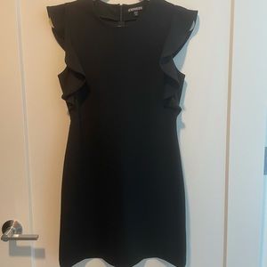 Express Black Ruffle Sleeve Dress, Size S